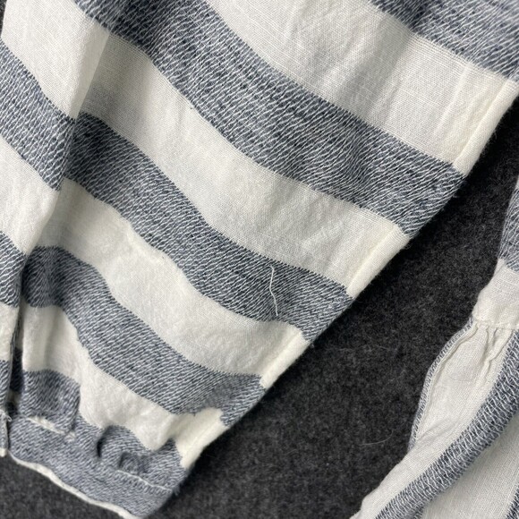 Lucky Brand Blouse Women's Medium Gray Cream Striped Peplum Long Sleeve - Picture 7 of 9